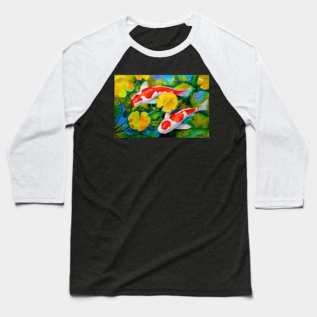 Koi in the pond Baseball T-Shirt by OLHADARCHUKART